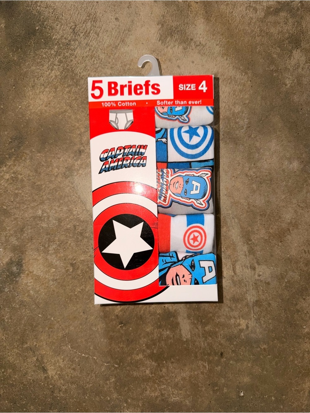 Marvel Captain America Boys Briefs Pack - Red, White, Blue Size 4